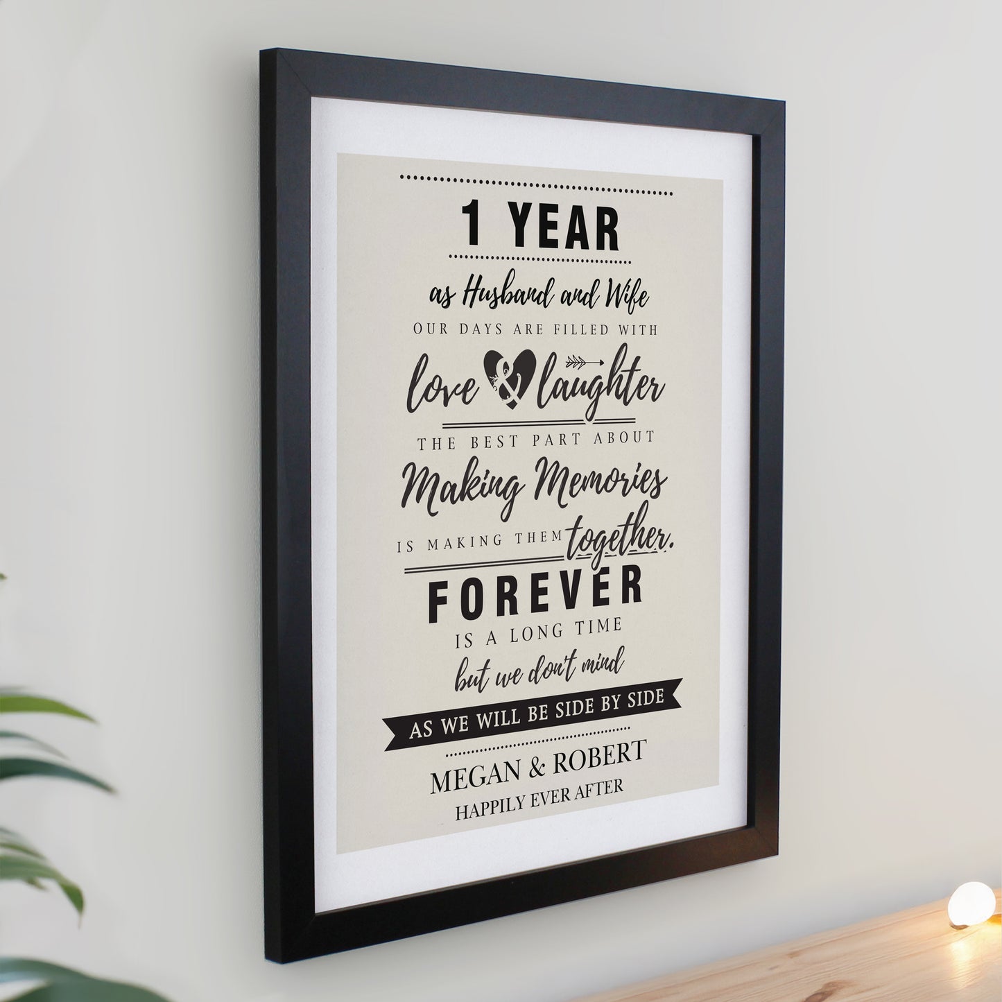 Personalised Anniversary Black Poster Frame