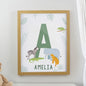 Personalised Animal Initial Oak Poster Frame