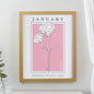 Personalised Birth Flower Oak Poster Frame