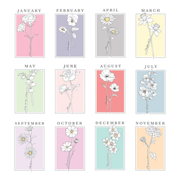 Personalised Birth Flower Oak Poster Frame