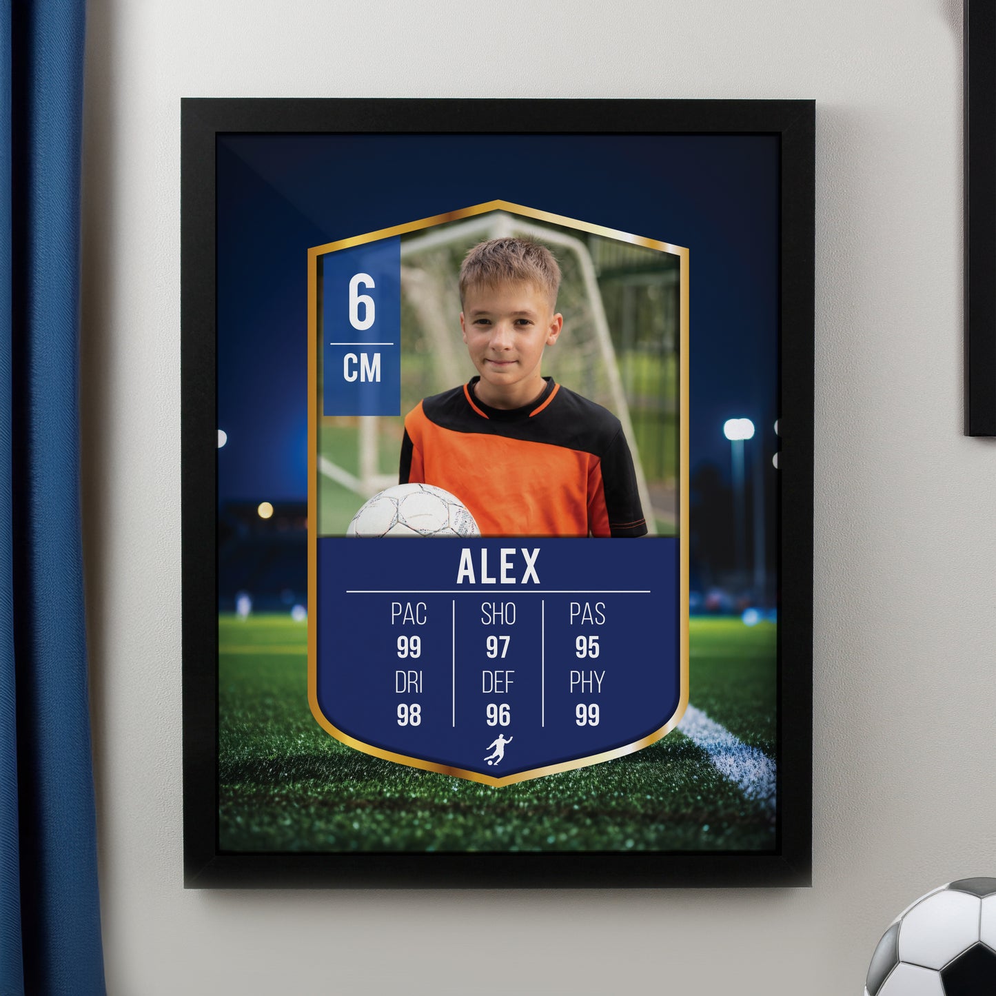 Personalised Photo Upload Football Card Black Poster Frame