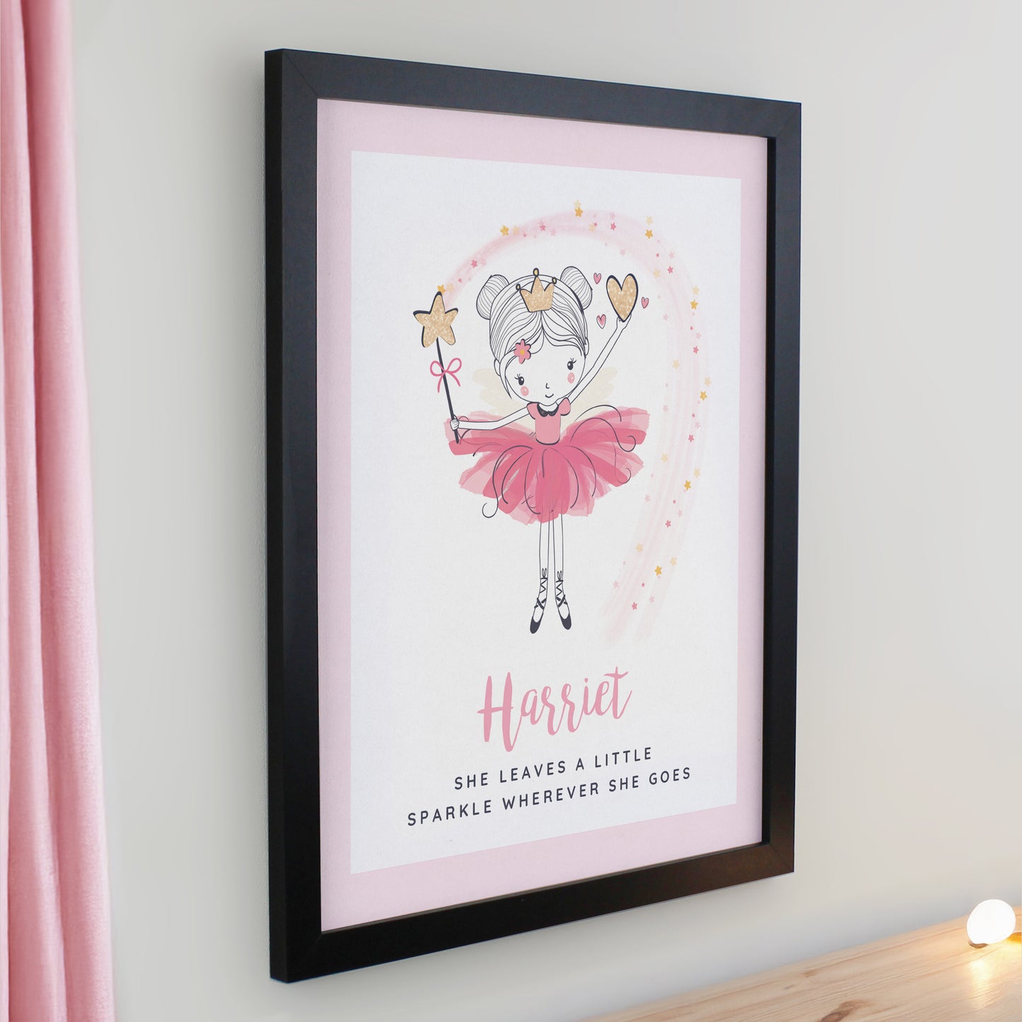 Personalised Princess Ballerina Black Poster Frame