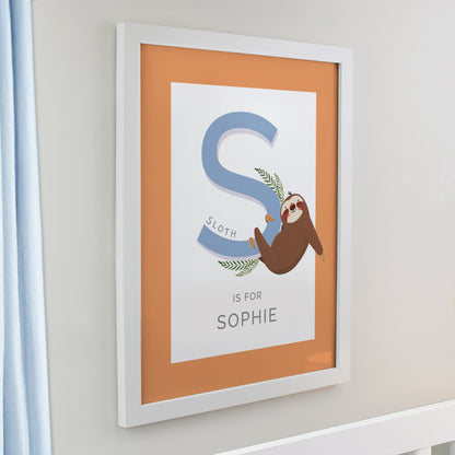 Personalised Animal Alphabet White Poster Frame