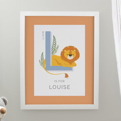 Personalised Animal Alphabet White Poster Frame