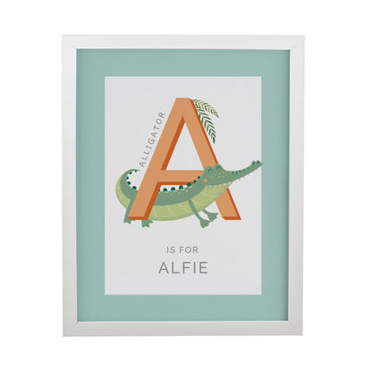 Personalised Animal Alphabet White Poster Frame