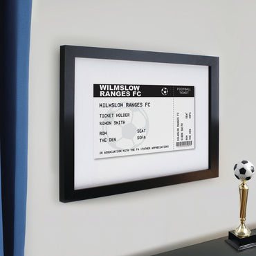 Personalised Football Ticket Black Poster Frame