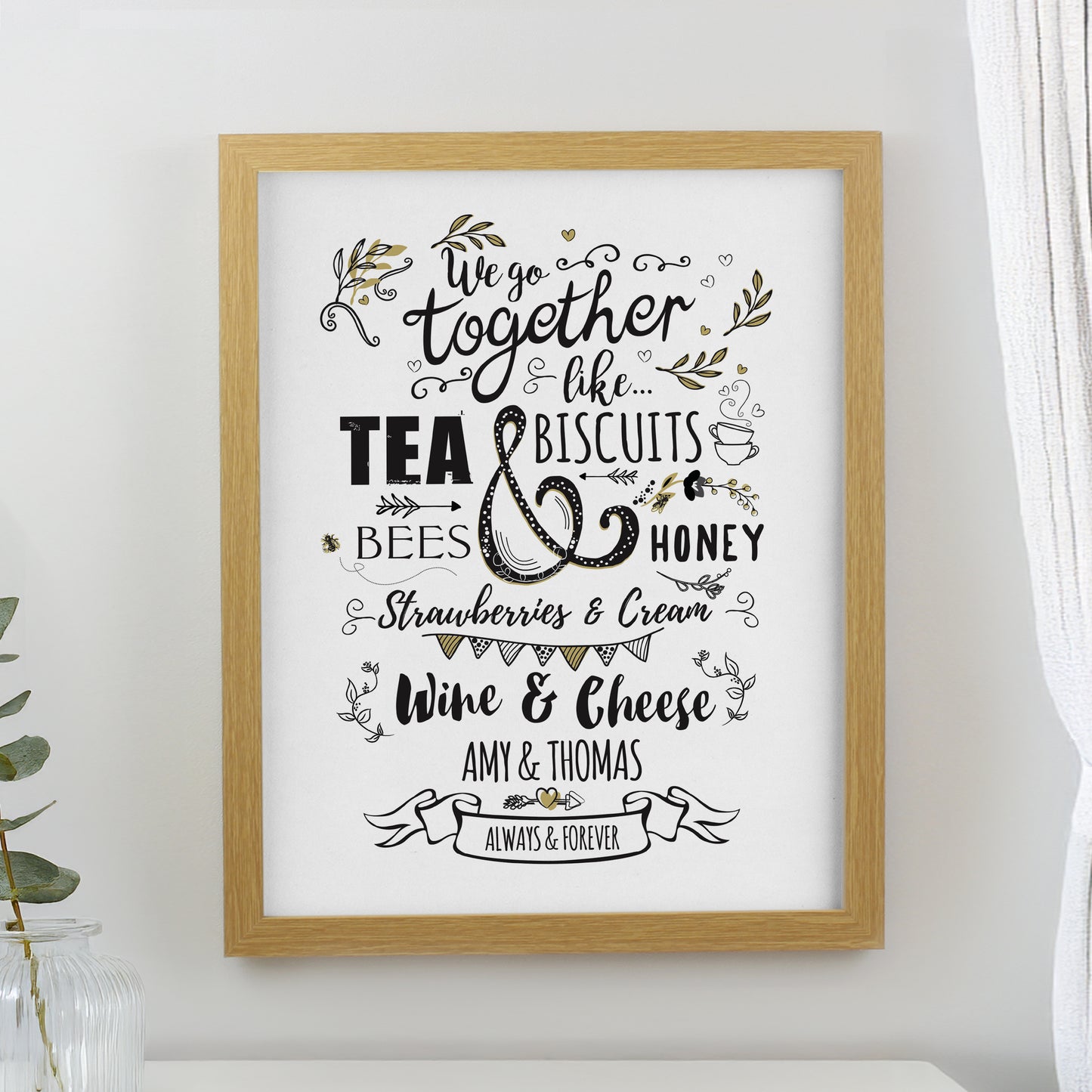 Personalised We go Together Oak Poster Frame