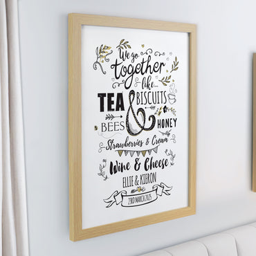 Personalised We go Together Oak Poster Frame