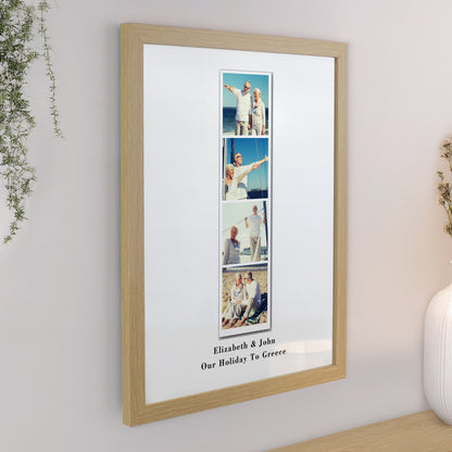 Personalised Photo Upload Strip Oak Poster Frame