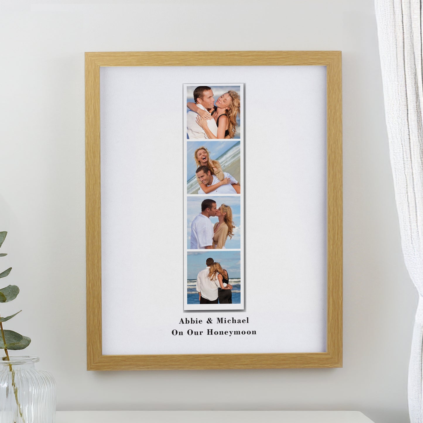 Personalised Photo Upload Strip Oak Poster Frame