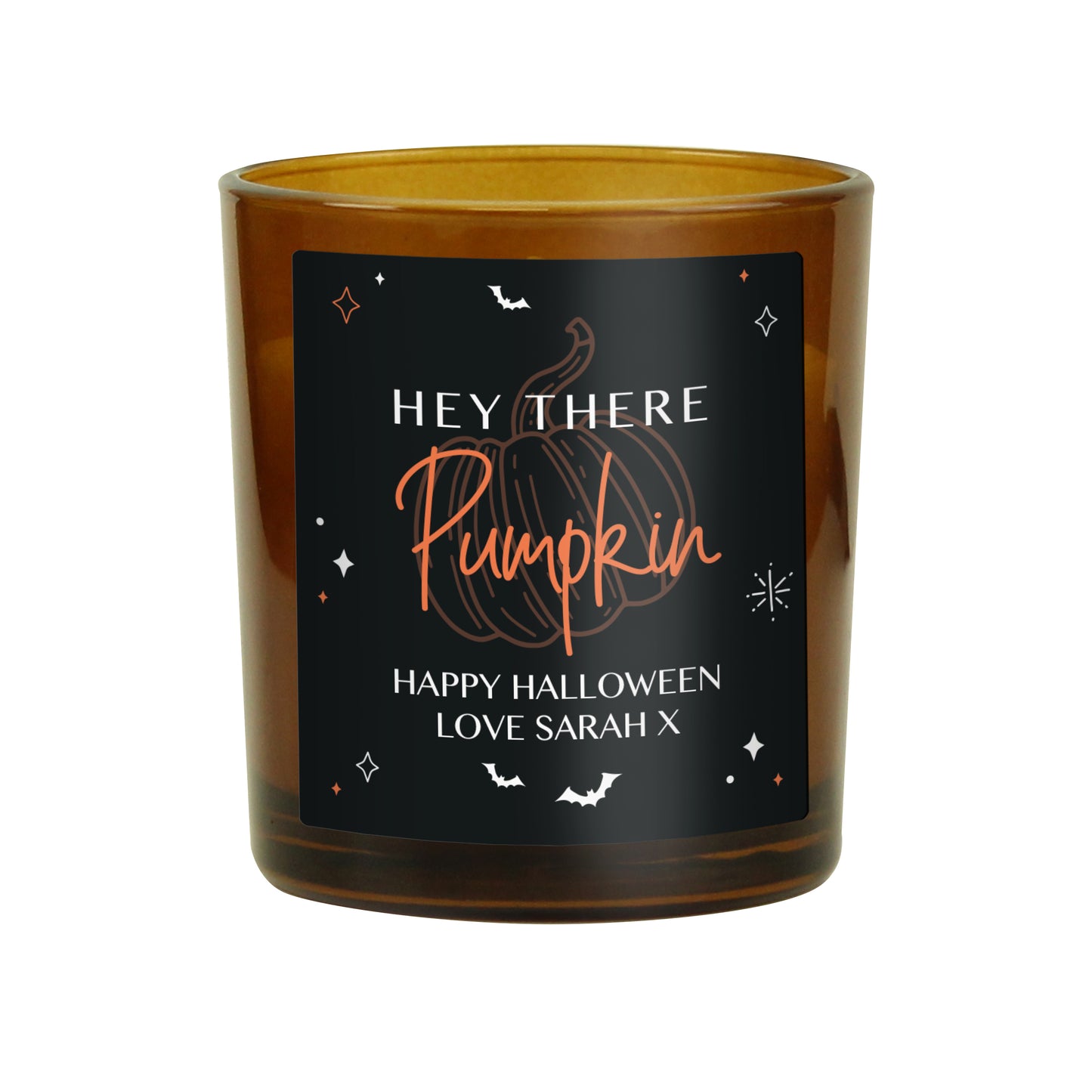 Personalised Pumpkin Amber Glass Candle