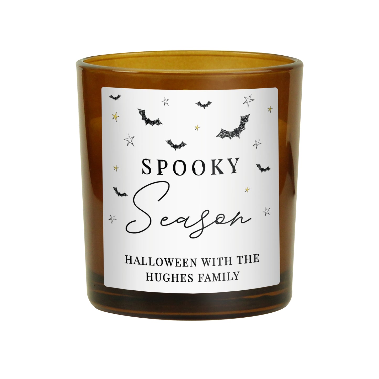 Personalised Spooky Amber Glass Candle