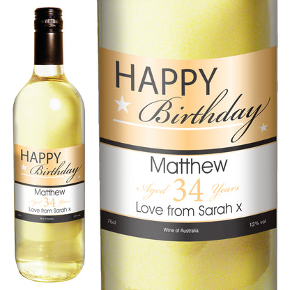 Personalised Happy Birthday White Wine