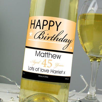 Personalised Happy Birthday White Wine