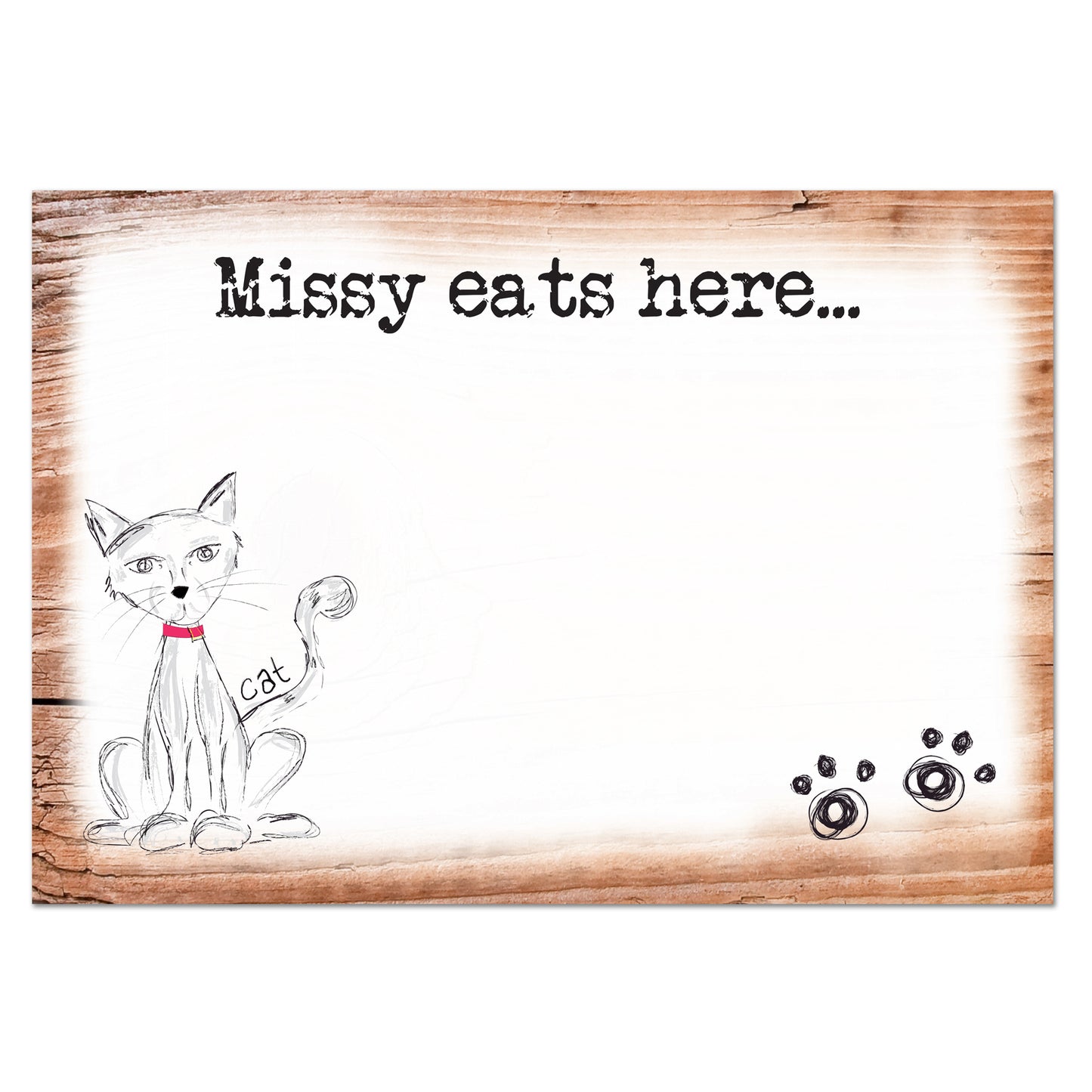 Personalised Scribble Cat Pet Bowl Mat