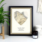 Personalised 1896 - 1904 Revised Map Heart Black Framed Print