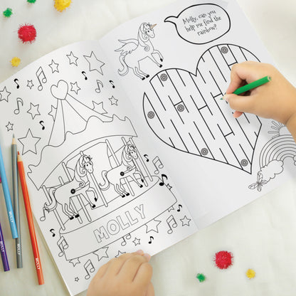 Personalised Princess & Unicorn Colouring Book with Pencil Crayons