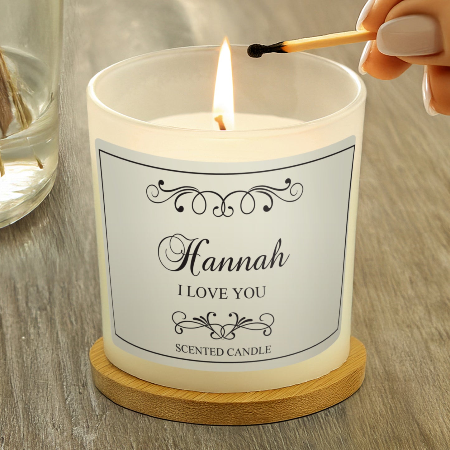 Personalised Black Swirl Scented Jar Candle