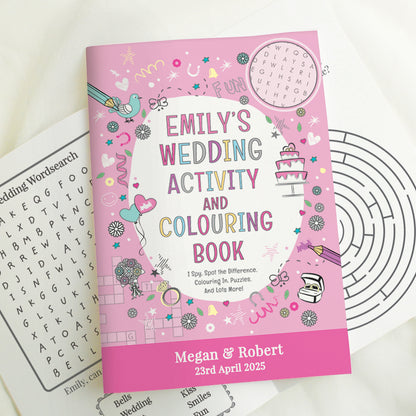 Personalised Pink A4 Wedding Activity & Colouring Book