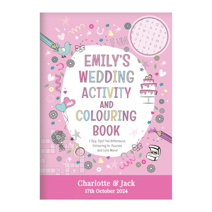 Personalised Pink A4 Wedding Activity & Colouring Book