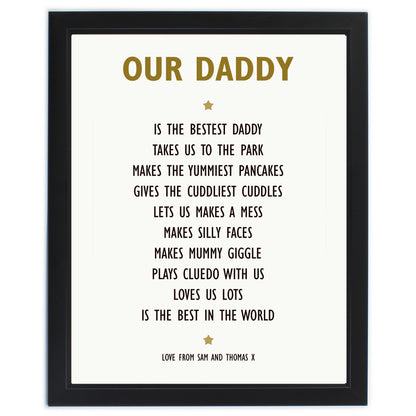 Personalised List of Love Black Framed Print