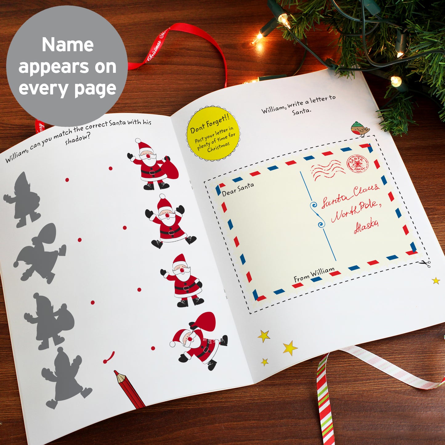 Personalised Christmas Activity Book with Stickers