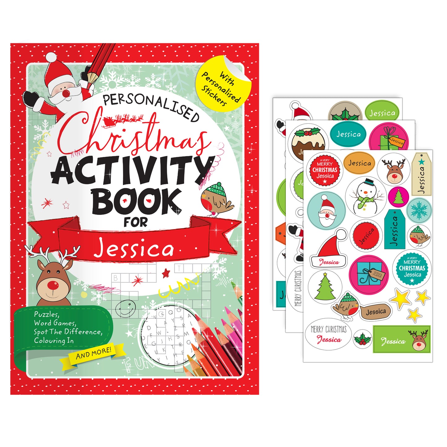 Personalised Christmas Activity Book with Stickers