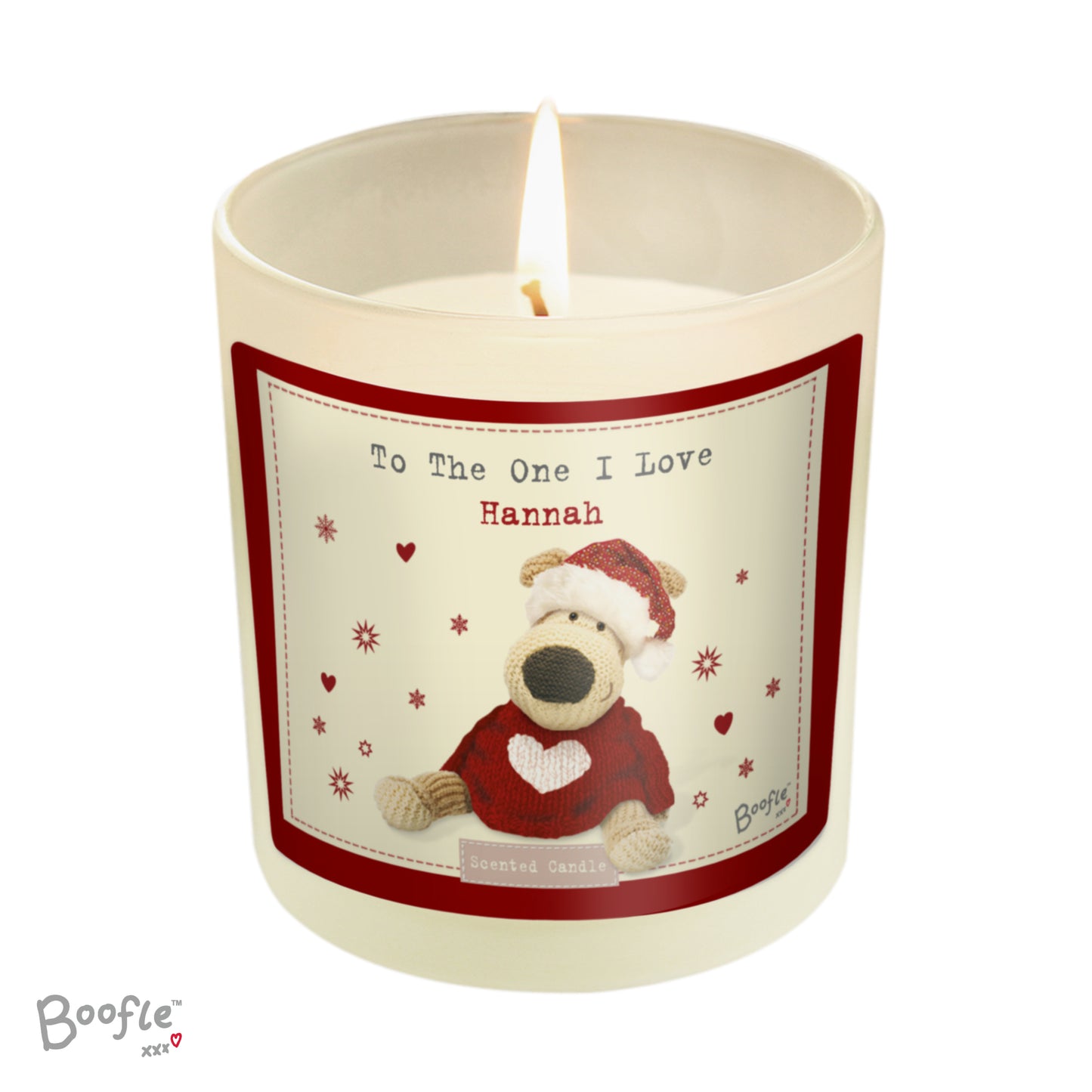 Personalised Boofle Christmas Love Scented Jar Candle