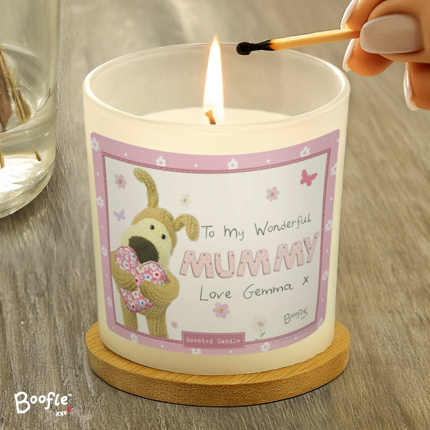 Personalised Boofle Flowers Scented Jar Candle