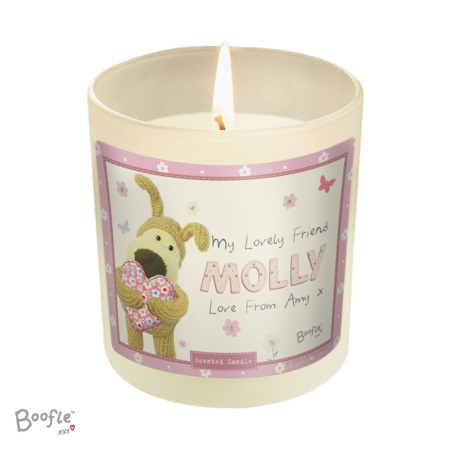 Personalised Boofle Flowers Scented Jar Candle