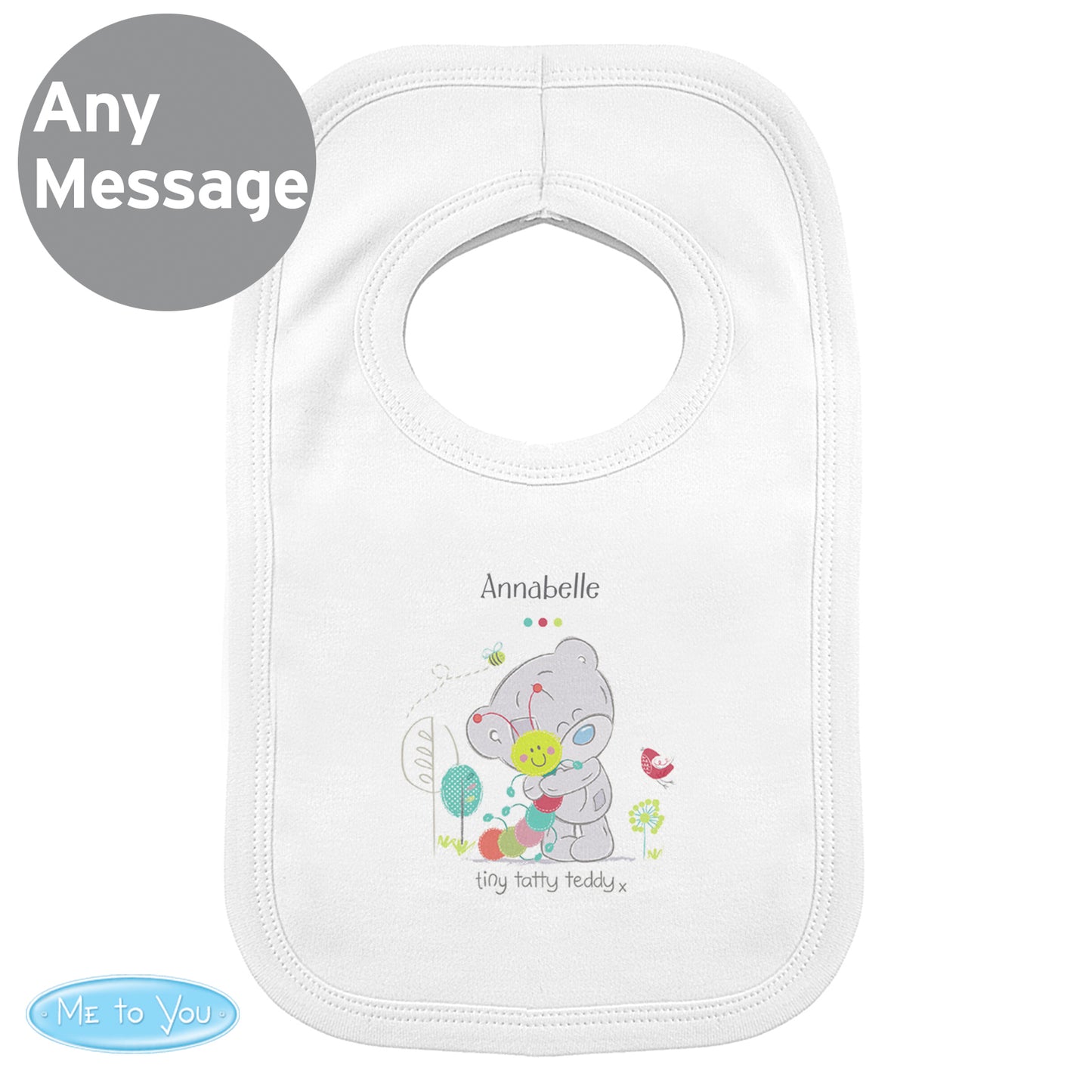 Personalised Tiny Tatty Teddy Cuddle Bug Bib