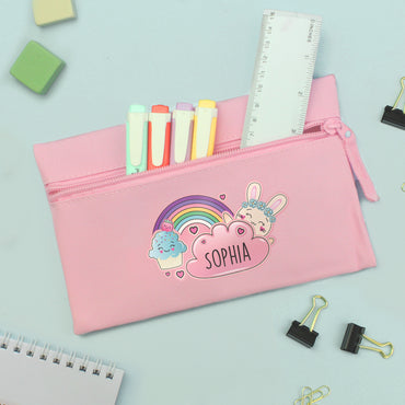 Personalised Cute Bunny Pink Pencil Case