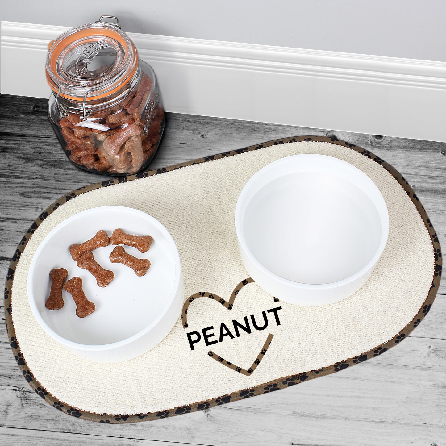 Personalised Love Heart Microfibre Pet Bowl Mat