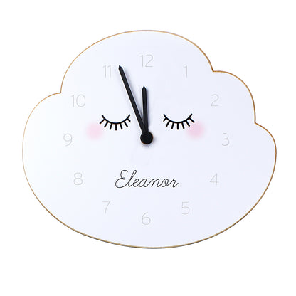 Personalised Eyelash Cloud Shape Wooden Clock