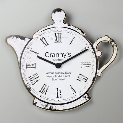 Personalised Teapot Shape Wooden Clock