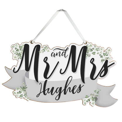 Personalised Mr & Mrs Wooden Hanging Decoration