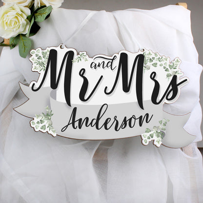 Personalised Mr & Mrs Wooden Hanging Decoration