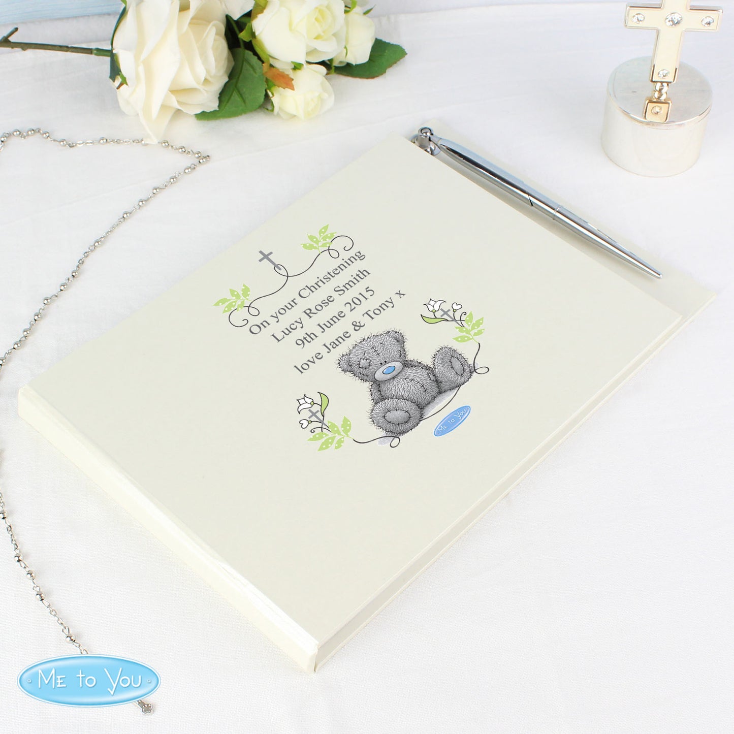 Personalised Religious Cross Hardback Guest Book & Pen