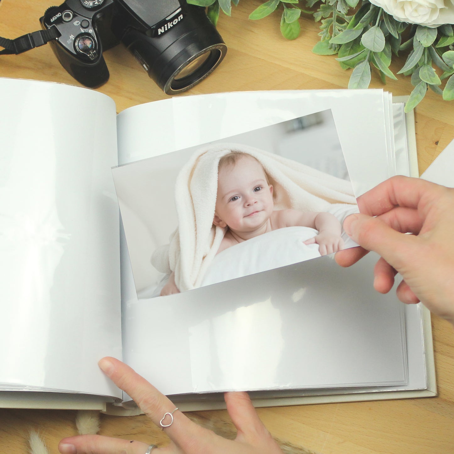 Personalised New Baby Moon & Stars Square Photo Album