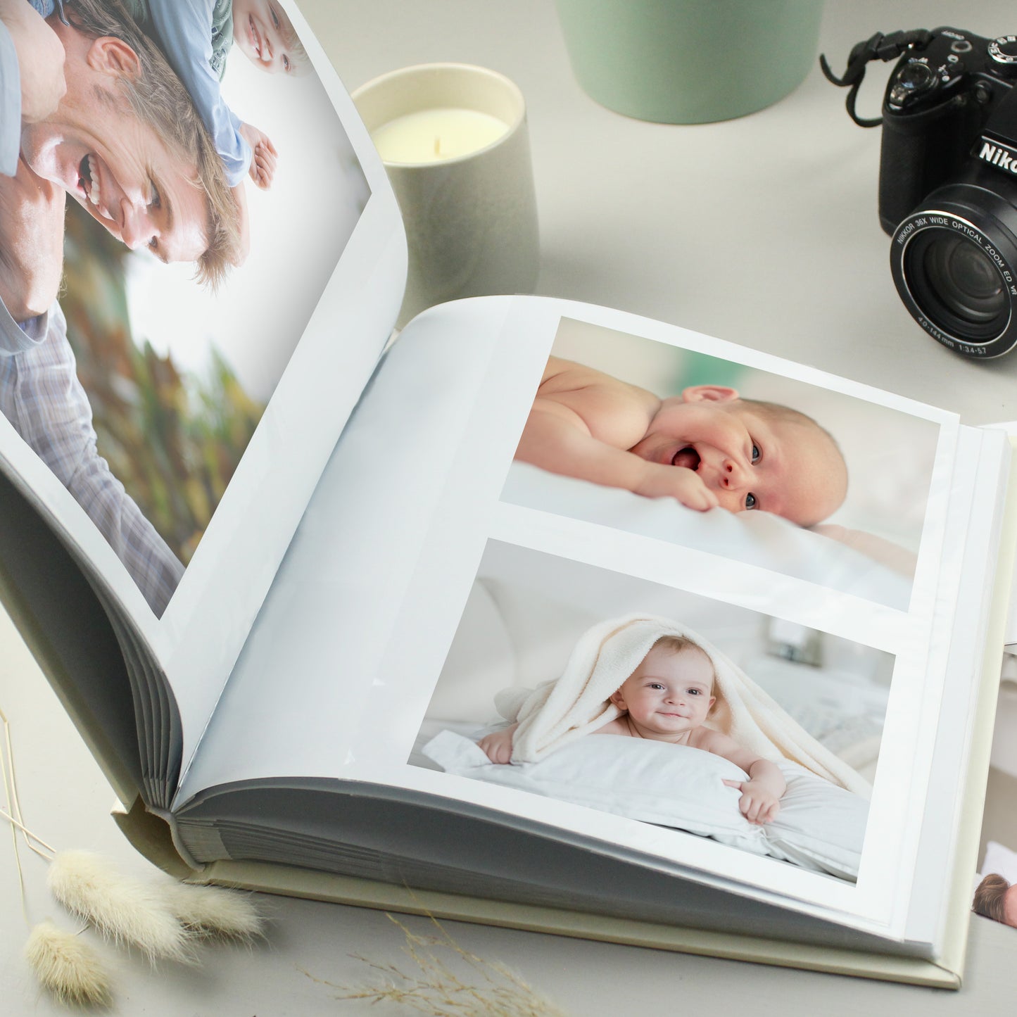 Personalised New Baby Moon & Stars Square Photo Album