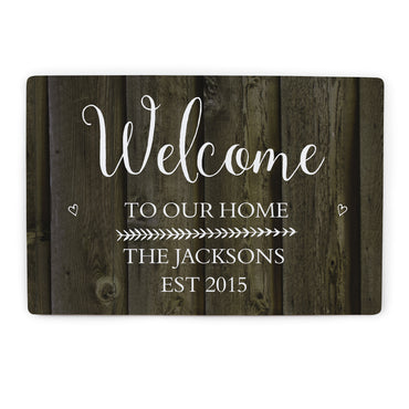 Personalised Walnut Wood Grain Metal Sign