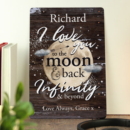 Personalised To the Moon & Back Metal Sign