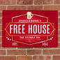 Personalised Free House Red Metal Sign