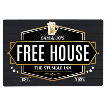 Personalised Free House Black Metal Sign