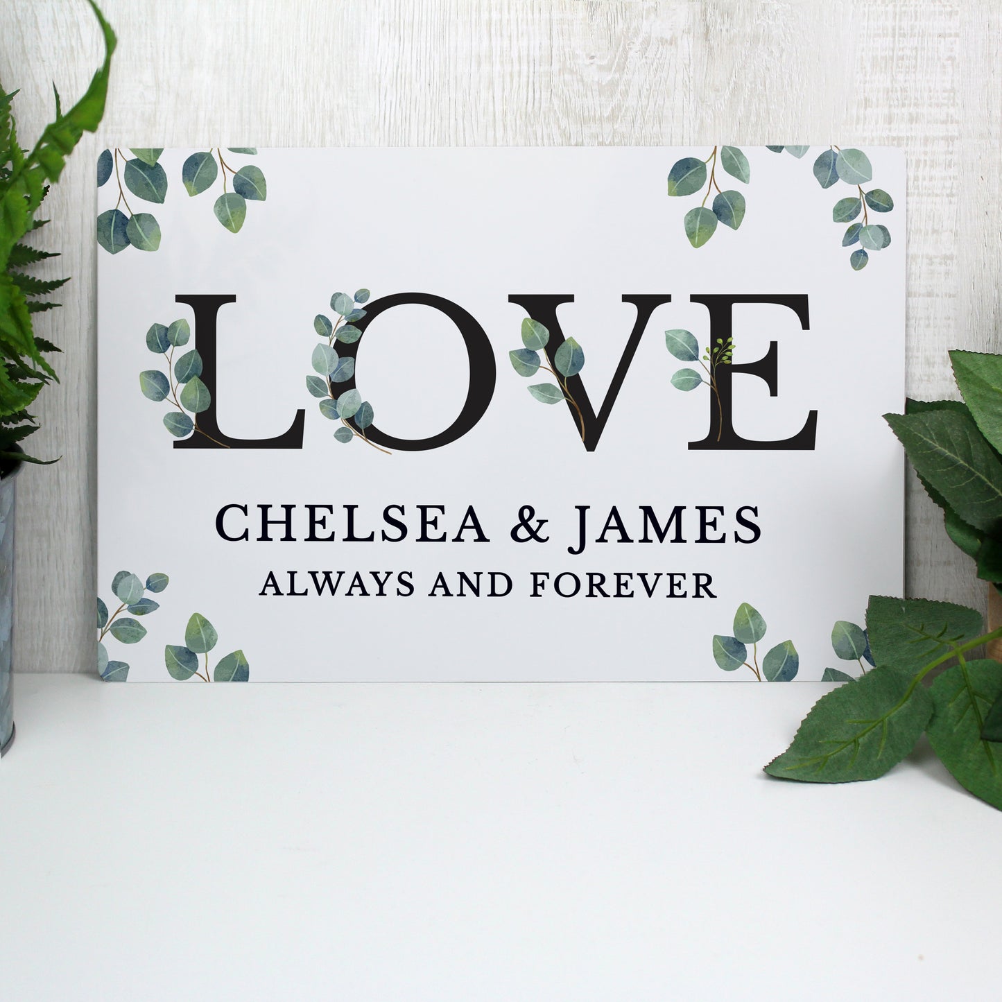 Personalised Botanical LOVE Metal Sign