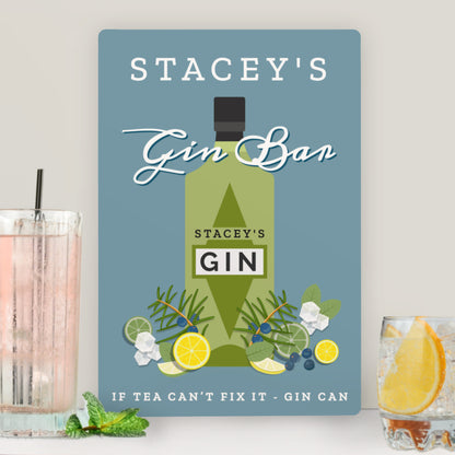 Personalised Gin Bar Metal Sign