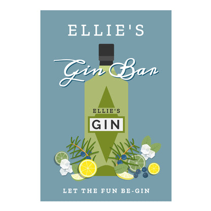 Personalised Gin Bar Metal Sign