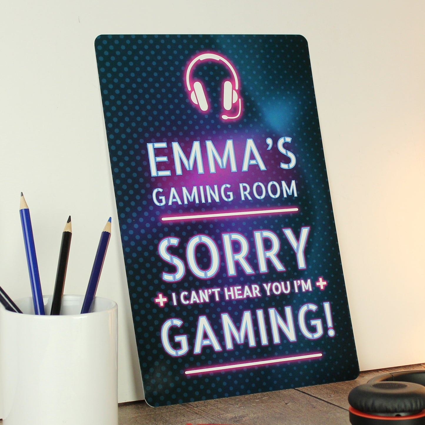 Personalised Gamer Warning Metal Sign