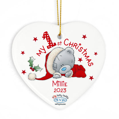 Personalised Me to You My 1st Christmas Ceramic Heart Decoration