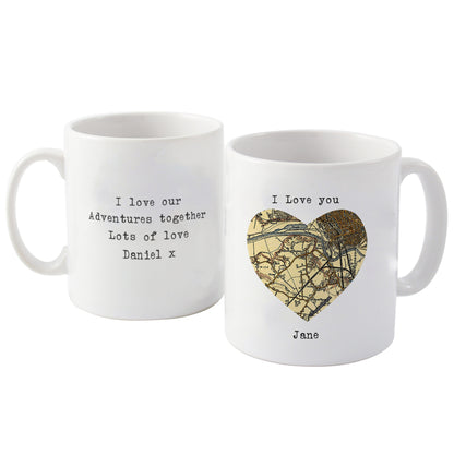 Personalised 1896 - 1904 Revised New Map Heart Mug